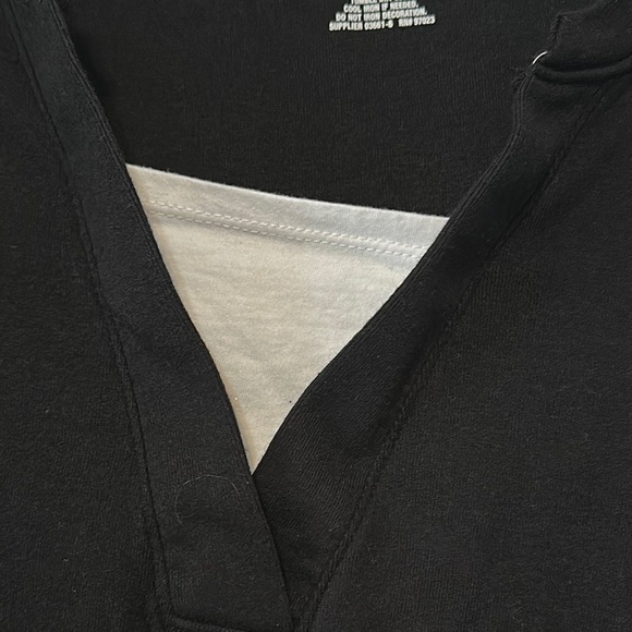 St. John's Bay Black Relaxed Blouse with V-Neckline - Picture 4 of 6